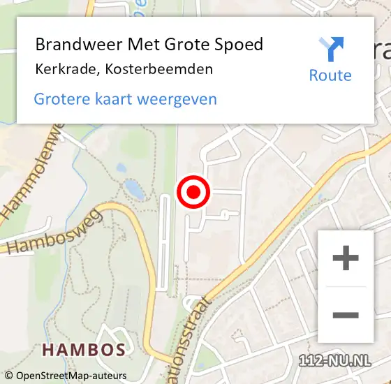 Locatie op kaart van de 112 melding: Brandweer Met Grote Spoed Naar Kerkrade, Kosterbeemden op 16 december 2024 11:08