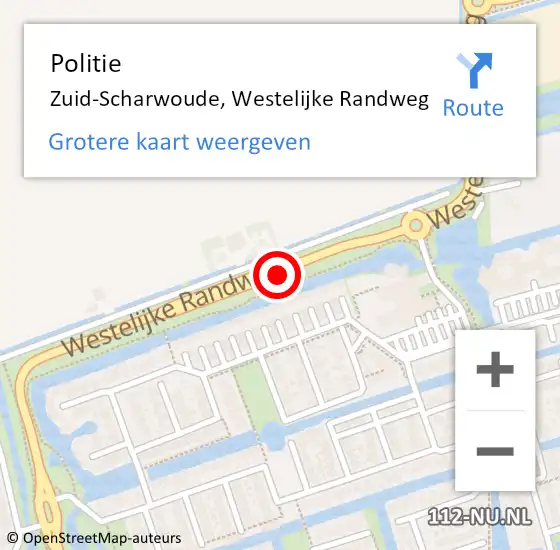 Locatie op kaart van de 112 melding: Politie Zuid-Scharwoude, Westelijke Randweg op 30 oktober 2014 14:36