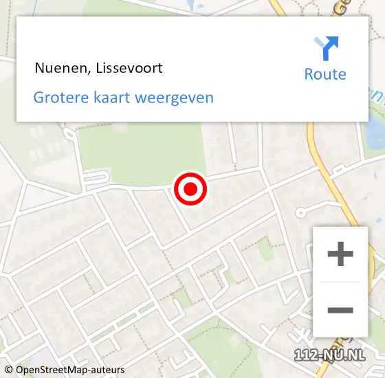 Locatie op kaart van de 112 melding:  Nuenen, Lissevoort op 16 december 2024 11:20