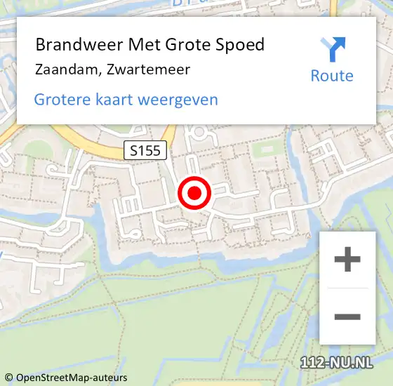 Locatie op kaart van de 112 melding: Brandweer Met Grote Spoed Naar Zaandam, Zwartemeer op 16 december 2024 11:32