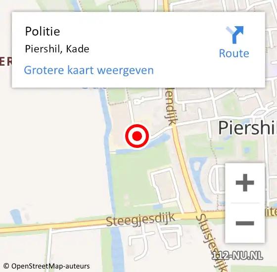 Locatie op kaart van de 112 melding: Politie Piershil, Kade op 16 december 2024 11:33