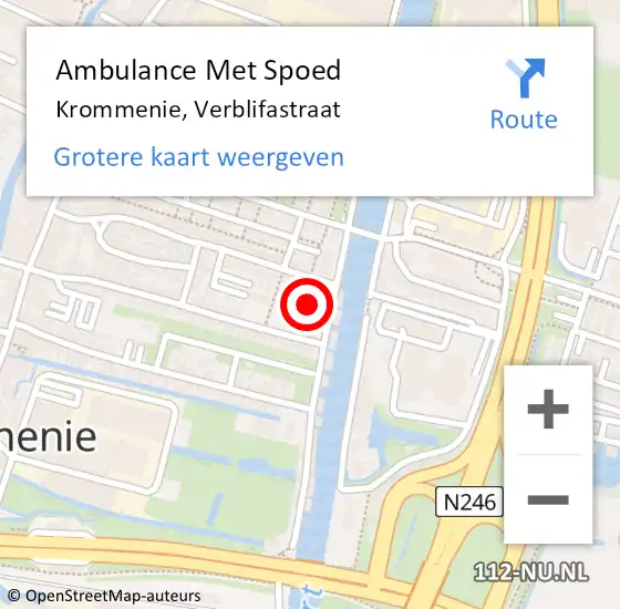 Locatie op kaart van de 112 melding: Ambulance Met Spoed Naar Krommenie, Verblifastraat op 16 december 2024 11:51