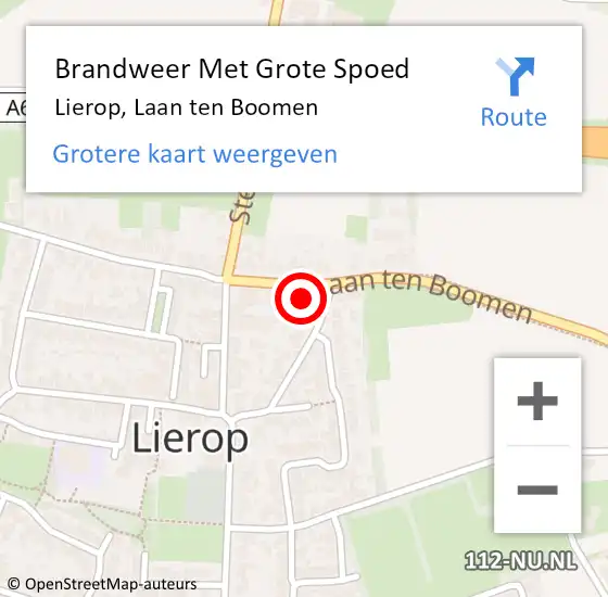 Locatie op kaart van de 112 melding: Brandweer Met Grote Spoed Naar Lierop, Laan ten Boomen op 16 december 2024 11:59