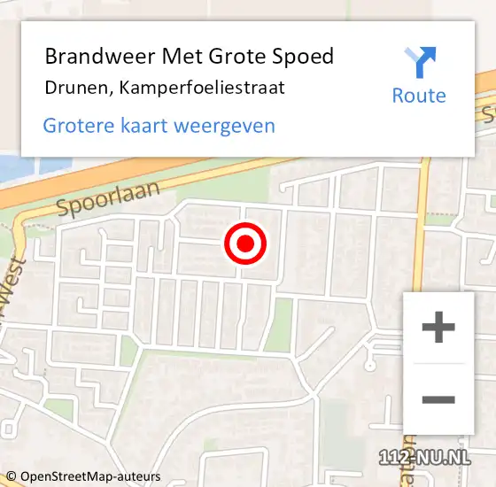 Locatie op kaart van de 112 melding: Brandweer Met Grote Spoed Naar Drunen, Kamperfoeliestraat op 16 december 2024 12:09