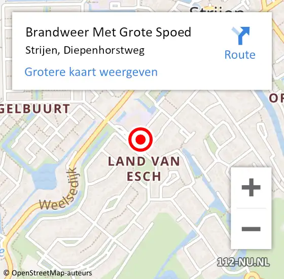 Locatie op kaart van de 112 melding: Brandweer Met Grote Spoed Naar Strijen, Diepenhorstweg op 16 december 2024 12:27