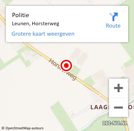 Locatie op kaart van de 112 melding: Politie Leunen, Horsterweg op 16 december 2024 12:31