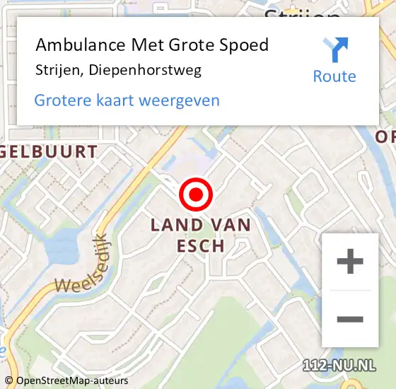 Locatie op kaart van de 112 melding: Ambulance Met Grote Spoed Naar Strijen, Diepenhorstweg op 16 december 2024 12:31