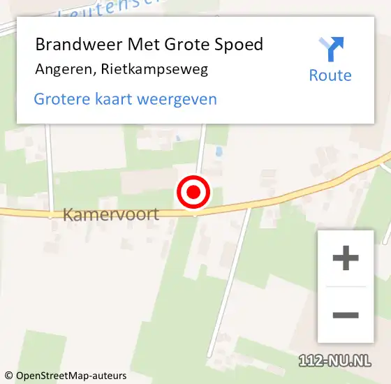 Locatie op kaart van de 112 melding: Brandweer Met Grote Spoed Naar Angeren, Rietkampseweg op 16 december 2024 12:34