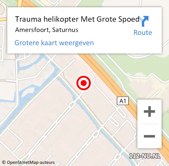 Locatie op kaart van de 112 melding: Trauma helikopter Met Grote Spoed Naar Amersfoort, Saturnus op 16 december 2024 12:37