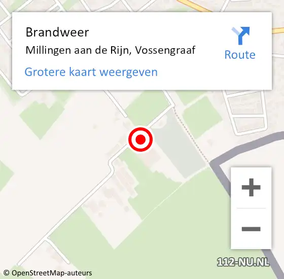 Locatie op kaart van de 112 melding: Brandweer Millingen aan de Rijn, Vossengraaf op 16 december 2024 12:37