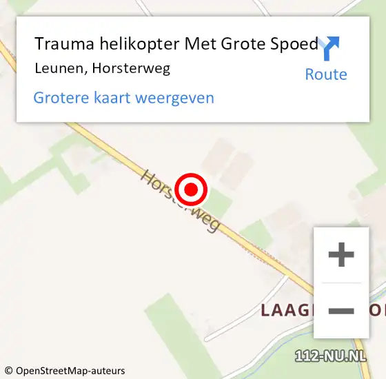 Locatie op kaart van de 112 melding: Trauma helikopter Met Grote Spoed Naar Leunen, Horsterweg op 16 december 2024 12:40