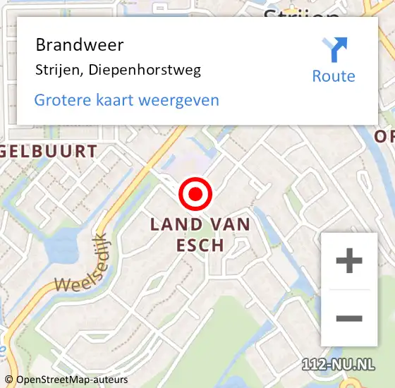 Locatie op kaart van de 112 melding: Brandweer Strijen, Diepenhorstweg op 16 december 2024 13:16