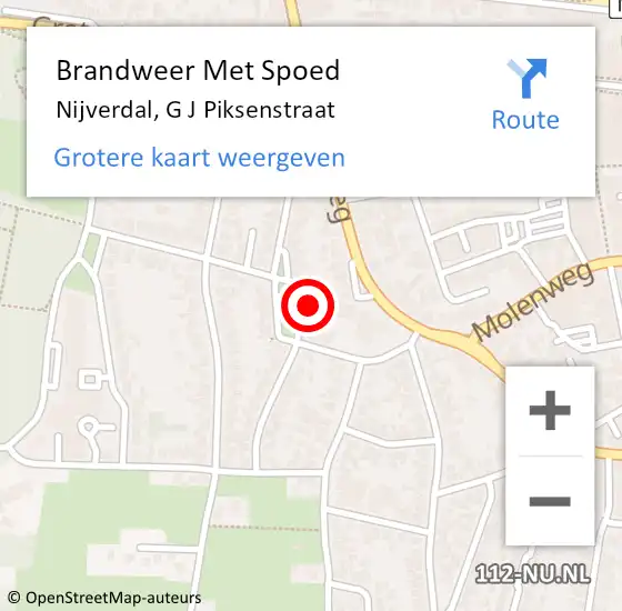 Locatie op kaart van de 112 melding: Brandweer Met Spoed Naar Nijverdal, G J Piksenstraat op 16 december 2024 13:22