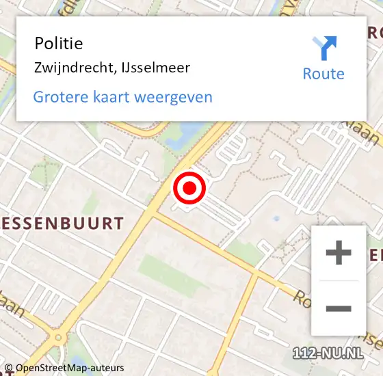 Locatie op kaart van de 112 melding: Politie Zwijndrecht, IJsselmeer op 16 december 2024 13:26