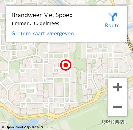 Locatie op kaart van de 112 melding: Brandweer Met Spoed Naar Emmen, Buidelmees op 16 december 2024 13:37