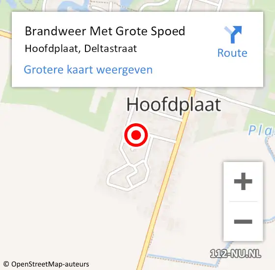 Locatie op kaart van de 112 melding: Brandweer Met Grote Spoed Naar Hoofdplaat, Deltastraat op 16 december 2024 13:59