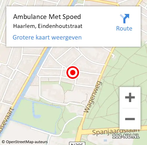 Locatie op kaart van de 112 melding: Ambulance Met Spoed Naar Haarlem, Eindenhoutstraat op 16 december 2024 14:11