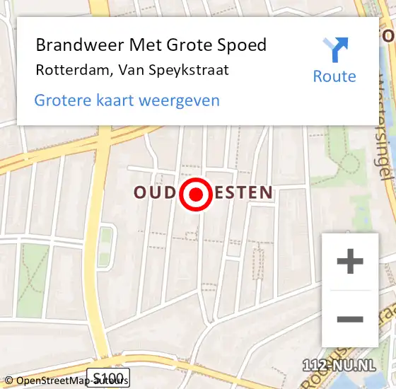 Locatie op kaart van de 112 melding: Brandweer Met Grote Spoed Naar Rotterdam, Van Speykstraat op 16 december 2024 14:11