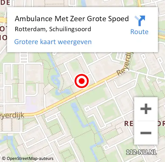 Locatie op kaart van de 112 melding: Ambulance Met Zeer Grote Spoed Naar Rotterdam, Schuilingsoord op 16 december 2024 14:19