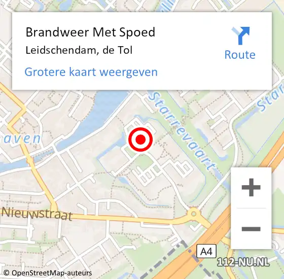 Locatie op kaart van de 112 melding: Brandweer Met Spoed Naar Leidschendam, de Tol op 16 december 2024 14:25