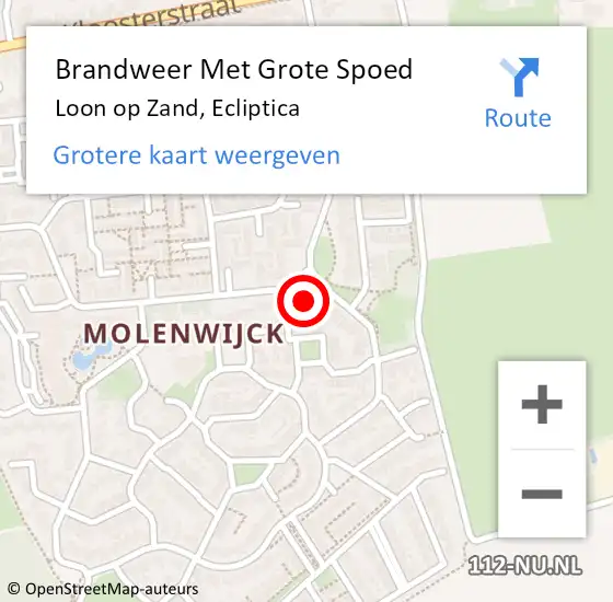 Locatie op kaart van de 112 melding: Brandweer Met Grote Spoed Naar Loon op Zand, Ecliptica op 16 december 2024 14:32