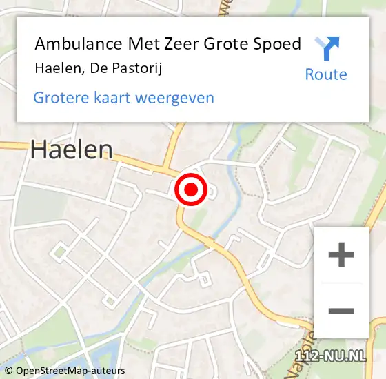 Locatie op kaart van de 112 melding: Ambulance Met Zeer Grote Spoed Naar Haelen, De Pastorij op 16 december 2024 14:45