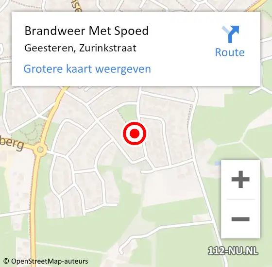 Locatie op kaart van de 112 melding: Brandweer Met Spoed Naar Geesteren, Zurinkstraat op 16 december 2024 14:53