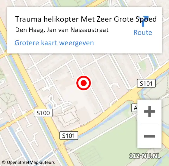 Locatie op kaart van de 112 melding: Trauma helikopter Met Zeer Grote Spoed Naar Den Haag, Jan van Nassaustraat op 16 december 2024 15:16