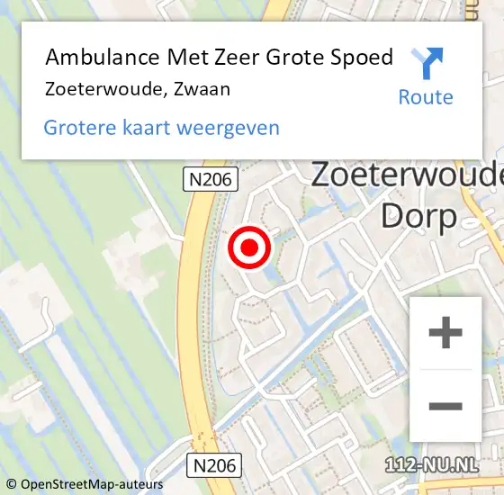 Locatie op kaart van de 112 melding: Ambulance Met Zeer Grote Spoed Naar Zoeterwoude, Zwaan op 16 december 2024 15:23