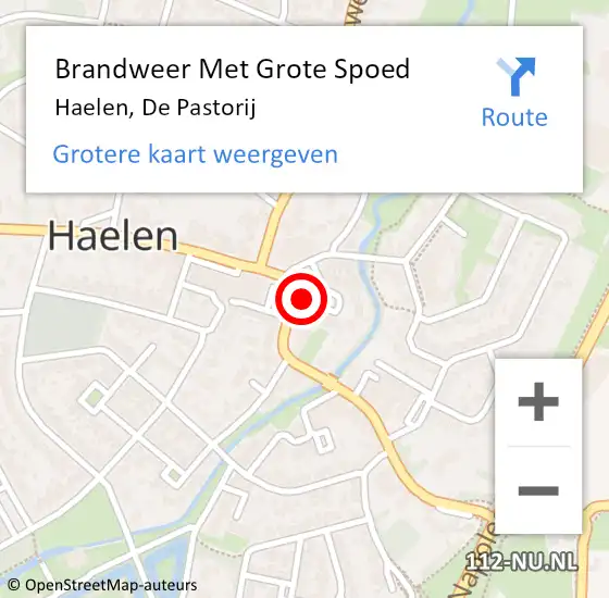 Locatie op kaart van de 112 melding: Brandweer Met Grote Spoed Naar Haelen, De Pastorij op 16 december 2024 15:23