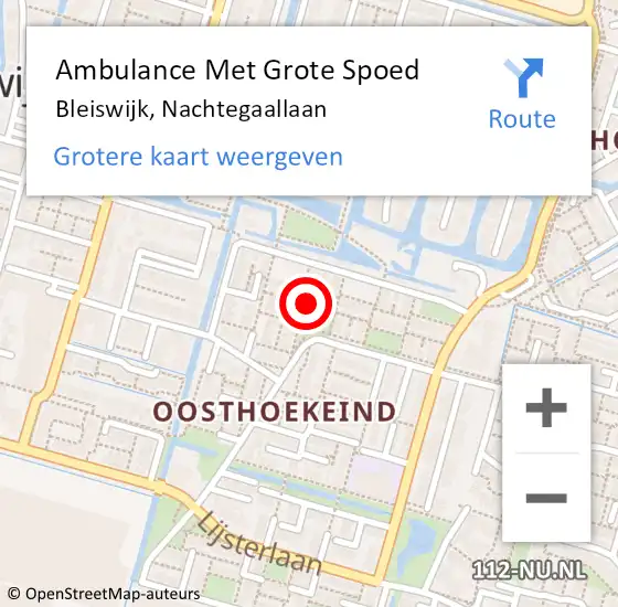 Locatie op kaart van de 112 melding: Ambulance Met Grote Spoed Naar Bleiswijk, Nachtegaallaan op 16 december 2024 15:33