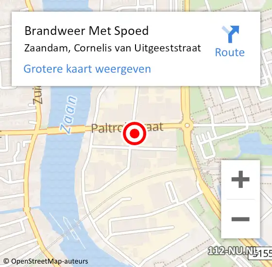 Locatie op kaart van de 112 melding: Brandweer Met Spoed Naar Zaandam, Cornelis van Uitgeeststraat op 16 december 2024 15:49