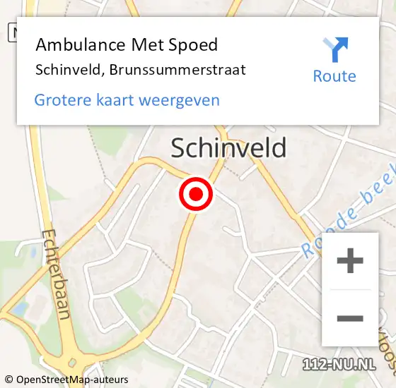 Locatie op kaart van de 112 melding: Ambulance Met Spoed Naar Schinveld, Brunssummerstraat op 30 oktober 2014 15:15