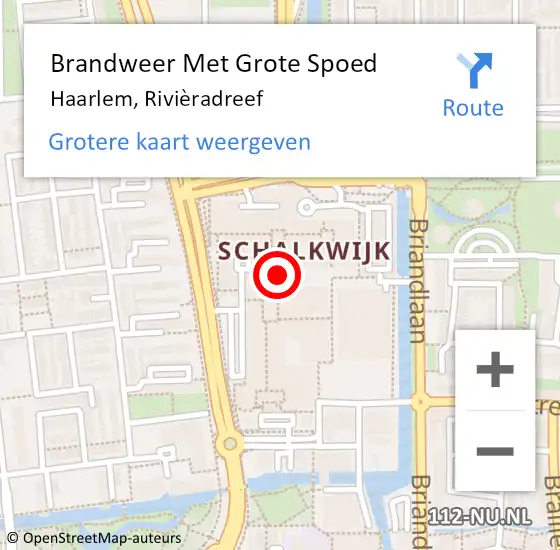 Locatie op kaart van de 112 melding: Brandweer Met Grote Spoed Naar Haarlem, Rivièradreef op 16 december 2024 16:02