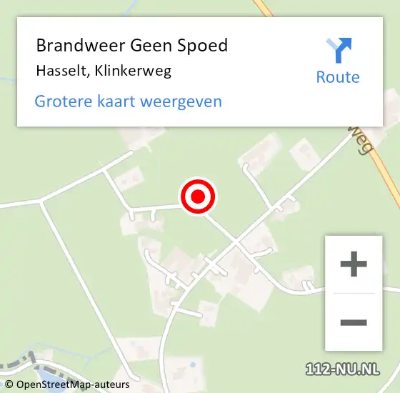 Locatie op kaart van de 112 melding: Brandweer Geen Spoed Naar Hasselt, Klinkerweg op 16 december 2024 16:37