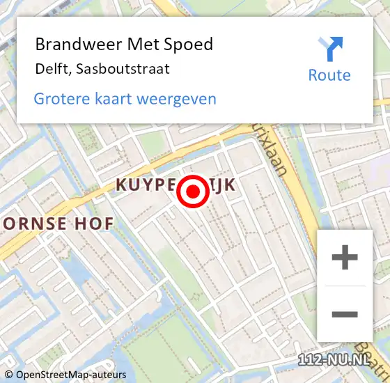 Locatie op kaart van de 112 melding: Brandweer Met Spoed Naar Delft, Sasboutstraat op 16 december 2024 16:45