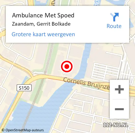 Locatie op kaart van de 112 melding: Ambulance Met Spoed Naar Zaandam, Gerrit Bolkade op 16 december 2024 16:50