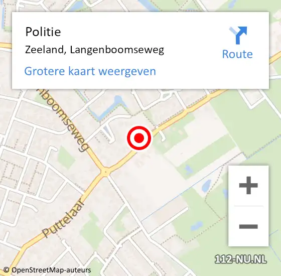 Locatie op kaart van de 112 melding: Politie Zeeland, Langenboomseweg op 16 december 2024 16:53