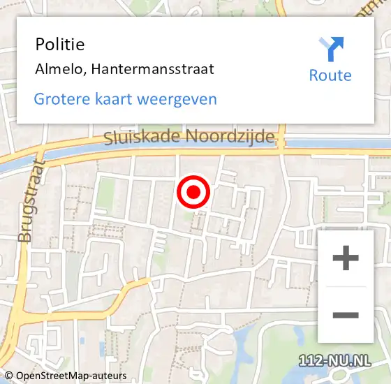 Locatie op kaart van de 112 melding: Politie Almelo, Hantermansstraat op 16 december 2024 16:56