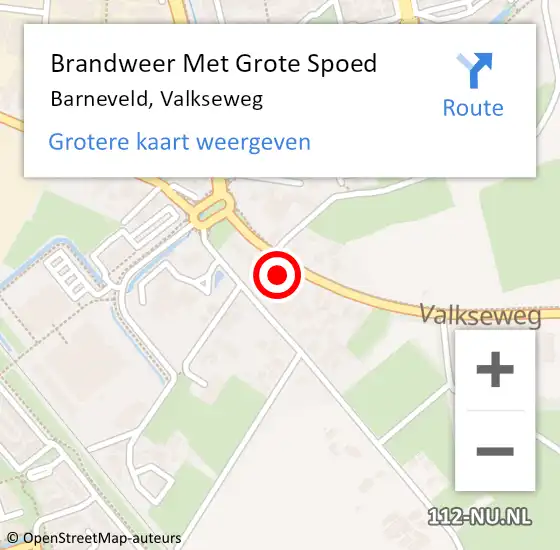 Locatie op kaart van de 112 melding: Brandweer Met Grote Spoed Naar Barneveld, Valkseweg op 16 december 2024 16:57