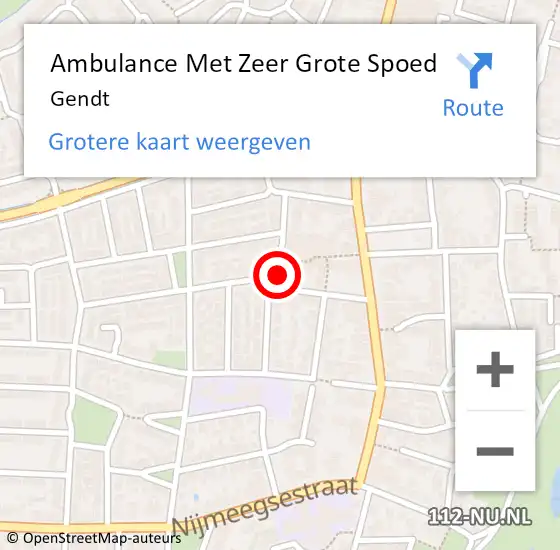 Locatie op kaart van de 112 melding: Ambulance Met Zeer Grote Spoed Naar Gendt op 16 december 2024 17:03