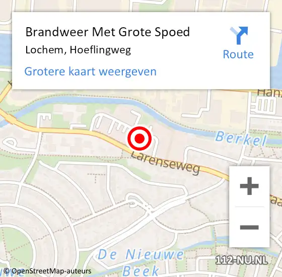 Locatie op kaart van de 112 melding: Brandweer Met Grote Spoed Naar Lochem, Hoeflingweg op 16 december 2024 17:12