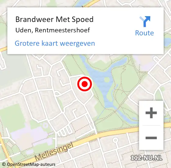 Locatie op kaart van de 112 melding: Brandweer Met Spoed Naar Uden, Rentmeestershoef op 16 december 2024 17:23