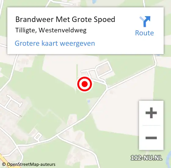 Locatie op kaart van de 112 melding: Brandweer Met Grote Spoed Naar Tilligte, Westenveldweg op 16 december 2024 17:59