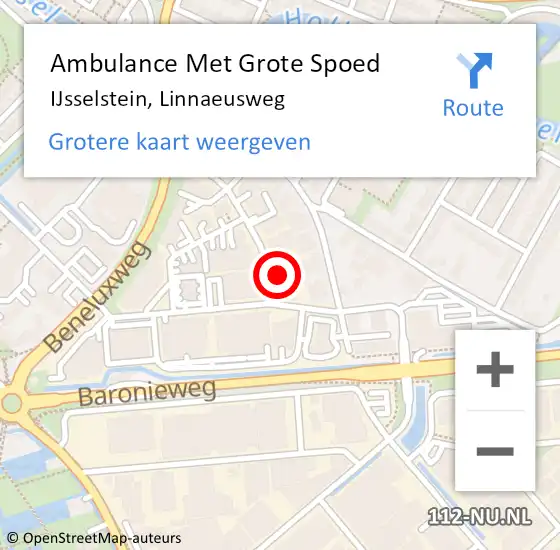 Locatie op kaart van de 112 melding: Ambulance Met Grote Spoed Naar IJsselstein, Linnaeusweg op 30 oktober 2014 15:45