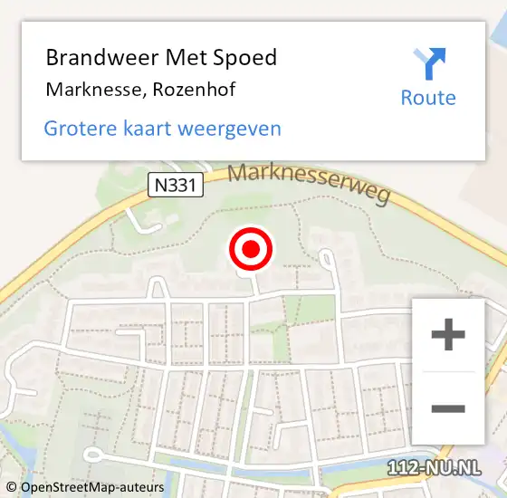 Locatie op kaart van de 112 melding: Brandweer Met Spoed Naar Marknesse, Rozenhof op 16 december 2024 18:34