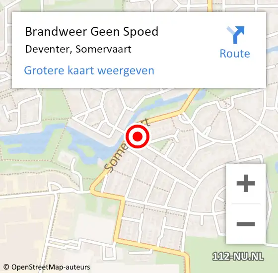 Locatie op kaart van de 112 melding: Brandweer Geen Spoed Naar Deventer, Somervaart op 16 december 2024 18:42