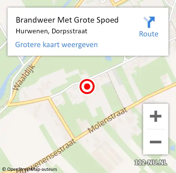 Locatie op kaart van de 112 melding: Brandweer Met Grote Spoed Naar Hurwenen, Dorpsstraat op 16 december 2024 18:50