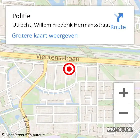 Locatie op kaart van de 112 melding: Politie Utrecht, Willem Frederik Hermansstraat op 16 december 2024 18:56