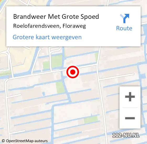 Locatie op kaart van de 112 melding: Brandweer Met Grote Spoed Naar Roelofarendsveen, Floraweg op 16 december 2024 18:57